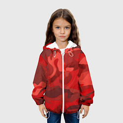 Куртка с капюшоном детская Красный камуфляж крупный, цвет: 3D-белый — фото 2