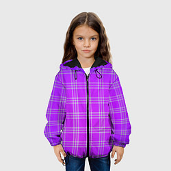 Куртка с капюшоном детская Фиалковая шотландская клетка, цвет: 3D-черный — фото 2
