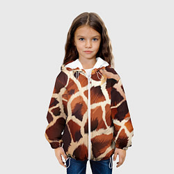 Куртка с капюшоном детская Пятнистый мех жирафа, цвет: 3D-белый — фото 2