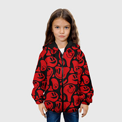 Куртка с капюшоном детская Красные смайлы, цвет: 3D-черный — фото 2