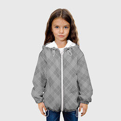 Куртка с капюшоном детская Серый клетчатый шотландка, цвет: 3D-белый — фото 2