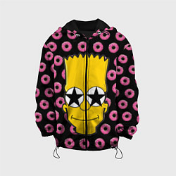 Куртка с капюшоном детская Барт Симпсон на фоне пончиков, цвет: 3D-черный