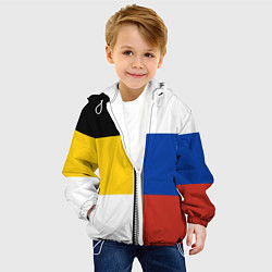 Куртка с капюшоном детская Россия - патриот, цвет: 3D-белый — фото 2