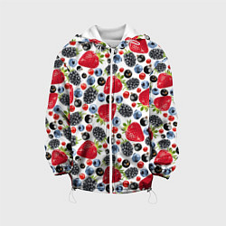 Куртка с капюшоном детская Различные ягоды, цвет: 3D-белый