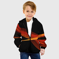 Куртка с капюшоном детская Красные оранжевые абстрактные полосы, цвет: 3D-черный — фото 2
