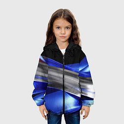 Куртка с капюшоном детская Серебряная вставка на синей абстракции, цвет: 3D-черный — фото 2