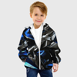Куртка с капюшоном детская Синие и серебряные вставки абстракции, цвет: 3D-белый — фото 2