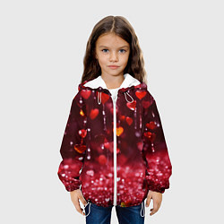 Куртка с капюшоном детская Дождь из сердечек, цвет: 3D-белый — фото 2