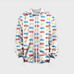 Куртка с капюшоном детская Детские машинки, цвет: 3D-белый