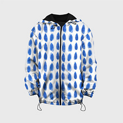 Куртка с капюшоном детская Акварельный дождь, цвет: 3D-черный