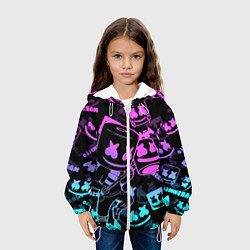 Куртка с капюшоном детская Marshmello neon pattern, цвет: 3D-белый — фото 2