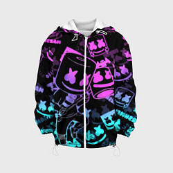 Куртка с капюшоном детская Marshmello neon pattern, цвет: 3D-белый