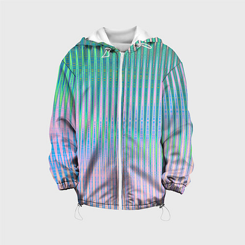 Детская куртка Голографический эффект светлых тонов полос / 3D-Белый – фото 1