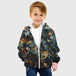 Куртка с капюшоном детская Реалистичный камуфляж из сухих листьев, цвет: 3D-белый — фото 2