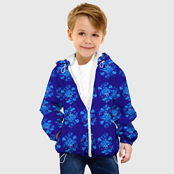 Куртка с капюшоном детская Узоры гжель на синем фоне, цвет: 3D-белый — фото 2