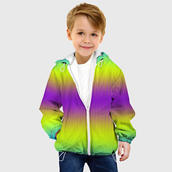 Куртка с капюшоном детская Неоновые салатовые и фиолетовые полосы, цвет: 3D-белый — фото 2