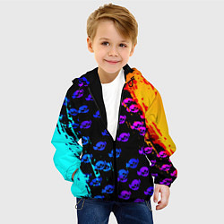 Куртка с капюшоном детская Brawl stars neon logo kids, цвет: 3D-черный — фото 2