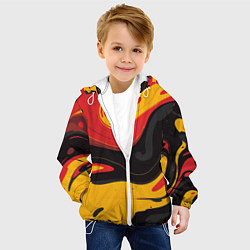 Куртка с капюшоном детская Красные желтые оранжевые пятна краски, цвет: 3D-белый — фото 2