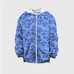 Куртка с капюшоном детская Узоры гжель на голубом фоне, цвет: 3D-белый