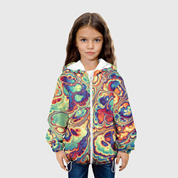 Куртка с капюшоном детская Абстрактный разноцветный паттерн, цвет: 3D-белый — фото 2