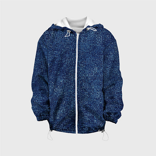 Детская куртка Текстура тёмно-синий мелкие квадраты / 3D-Белый – фото 1