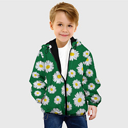 Куртка с капюшоном детская Ромашки поле из цветов, цвет: 3D-черный — фото 2