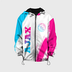 Куртка с капюшоном детская Ajax neon gradient style вертикально, цвет: 3D-черный