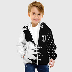 Куртка с капюшоном детская Ювентус спорт краски текстура, цвет: 3D-белый — фото 2