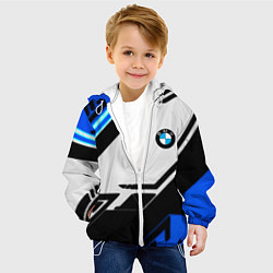 Куртка с капюшоном детская BMW спортивная геометрия, цвет: 3D-белый — фото 2