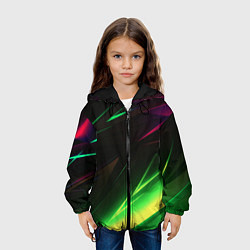 Куртка с капюшоном детская Geometry stripes кислотный неон, цвет: 3D-черный — фото 2