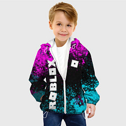 Куртка с капюшоном детская Роблокс - неоновые брызги, цвет: 3D-белый — фото 2