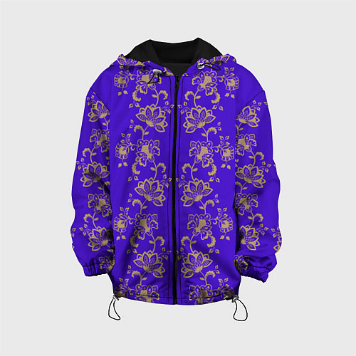 Детская куртка Контурные цветы на фиолетовом фоне / 3D-Черный – фото 1