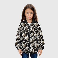 Куртка с капюшоном детская Узор в стиле барокко, цвет: 3D-черный — фото 2