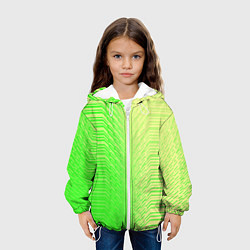 Куртка с капюшоном детская Зелёные градиентные линии, цвет: 3D-белый — фото 2