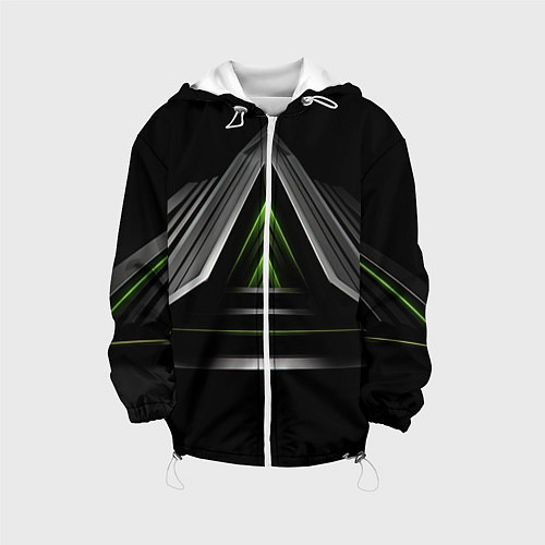 Детская куртка Black green abstract nvidia style / 3D-Белый – фото 1