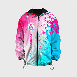 Куртка с капюшоном детская Galatasaray neon gradient style по-вертикали, цвет: 3D-черный