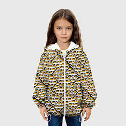 Куртка с капюшоном детская Жёлто-белый узор на чёрном фоне, цвет: 3D-белый — фото 2