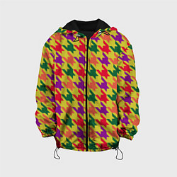 Куртка с капюшоном детская Цветные гусиные лапки принт, цвет: 3D-черный