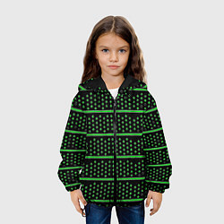 Куртка с капюшоном детская Зелёные круги и полосы, цвет: 3D-черный — фото 2