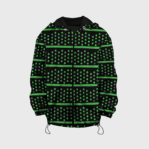 Детская куртка Зелёные круги и полосы / 3D-Черный – фото 1