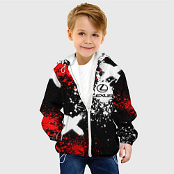 Куртка с капюшоном детская Лексус на фоне граффити и брызг красок, цвет: 3D-белый — фото 2
