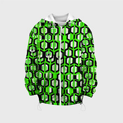 Детская куртка Техно узор из шестиугольников зелёный