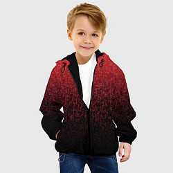 Куртка с капюшоном детская Градиент мозаика красно-чёрный, цвет: 3D-черный — фото 2