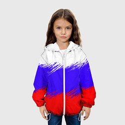 Куртка с капюшоном детская Триколор штрихи, цвет: 3D-белый — фото 2