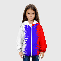Куртка с капюшоном детская Штрихи триколор, цвет: 3D-белый — фото 2