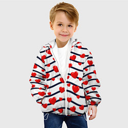 Куртка с капюшоном детская Сердца на линиях, цвет: 3D-белый — фото 2