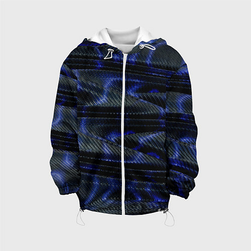 Детская куртка Темно синие карбоновые волны / 3D-Белый – фото 1