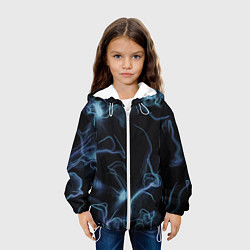 Куртка с капюшоном детская Синие неоновые молнии, цвет: 3D-белый — фото 2