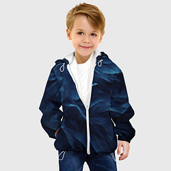 Куртка с капюшоном детская Синие глубокие абстрактные волны, цвет: 3D-белый — фото 2
