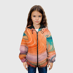 Куртка с капюшоном детская Мраморный паттерн, цвет: 3D-черный — фото 2